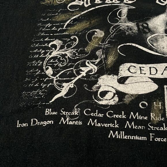 Ride Warriors Cedar Point Cool Biker Black Tee Vintage SZ XL - Picture 3 of 7